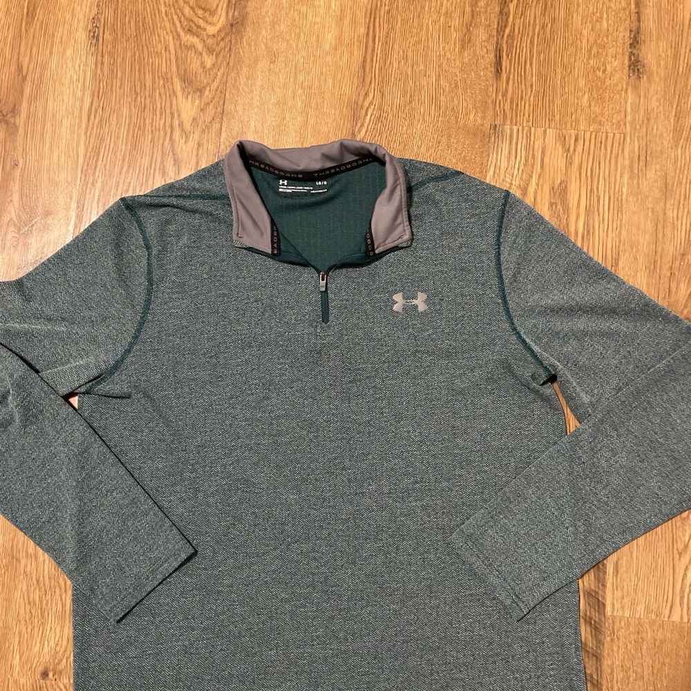 Under Armour Threadborne Quarter Zip Golf Active Green Long Sleeve Men’s Size L